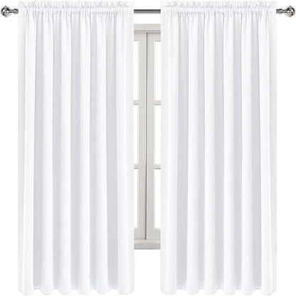 DWCN White Curtains for Living Room Thermal Insulated, 50% Light Blocking Curtains for Bedroom, Dining Room Window, W 70x L 72 Inch, Set of 2 Rod Pocket Curtain Panels