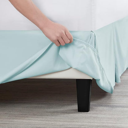 Nestl Light Baby Blue Bed Skirt Cal King Size - Cal King Bed Skirt 14 Inch Drop - Brushed Microfiber Bed Skirts - Hotel Quality Pleated Bed Skirt - Shrinkage & Fade Resistant