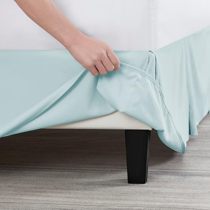 Nestl Light Baby Blue Bed Skirt King Size - King Bed Skirt 14 Inch Drop - Brushed Microfiber Bed Skirts - Hotel Quality Pleated Bed Skirt - Shrinkage & Fade Resistant