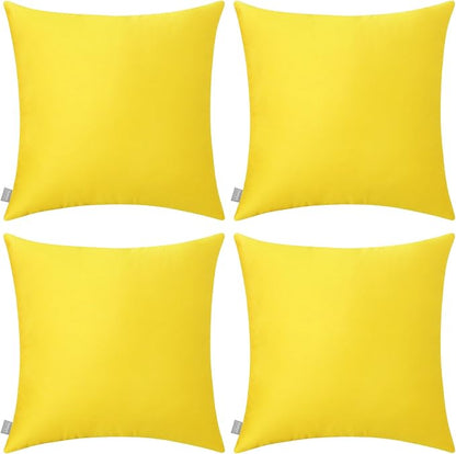 4-Pack 100% Cotton Comfortable Solid Decorative Throw Pillow Case,Thmyo Square Cushion Cover Pillowcase Sublimation Blank Pillow Covers DIY Throw Pillowcase for Sofa(20x20 inch/ 50x50cm,Lemon Yellow)