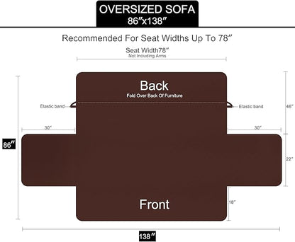 U-NICE HOME Large Sofa Cover Reversible Couch Cover for Dogs with Elastic Straps Water Resistant Furniture Protector for Pets Couch Cover for 4 Cushion Couch (Oversized Sofa, Dark Blue/Light Grey)