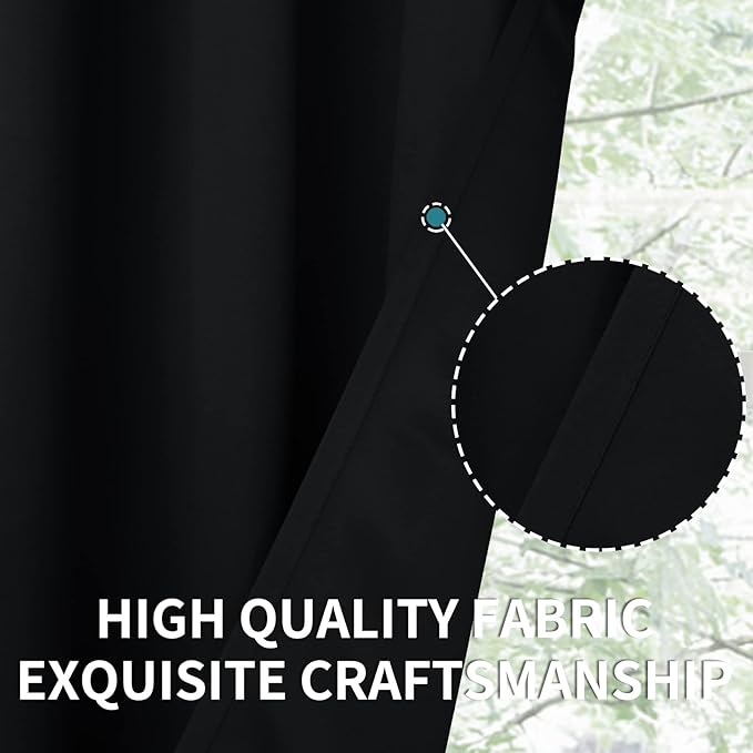 BGment Small Black Curtains for Kitchen Window 36 Inch Length - Cafe Drapes with Rod Pocket Blackout Privacy for Bathroom RV Windows, 2 Panels, 29 x 36 Inch