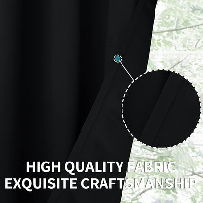 BGment Black Blackout Curtains 90 Inch Long for Bedroom 2 Panels - Room Darkening Drapes Thermal Insulated with Rod Pocket Heat Blocking for Summer Living Room, 52 X 90 Inch