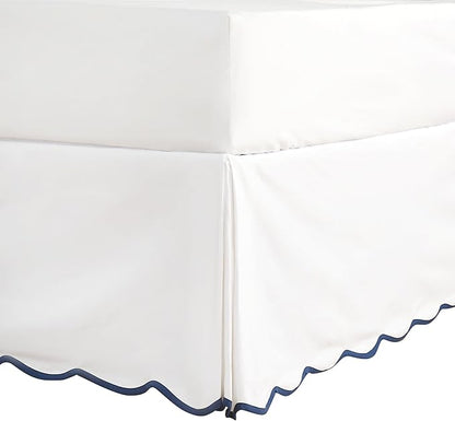 HIG Off White Chic Queen Bed Skirt - Easy Fit Scallop Edge Pleated Bedskirts, 14 Inch Drop Anti-Slip Dust Ruffle, Thick Fabric for Enhanced Privacy, Pre-Washed for Long-Lasting Use(N60022)