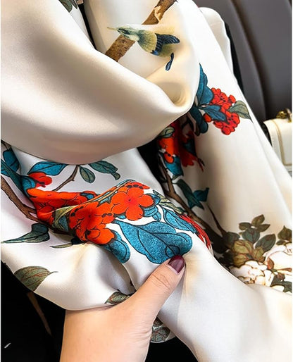 Fashion Scarves Scarf 100% Silk Feeling Scarf Silk Like Scarves Long Lightweight Sunscreen Shawls for Women