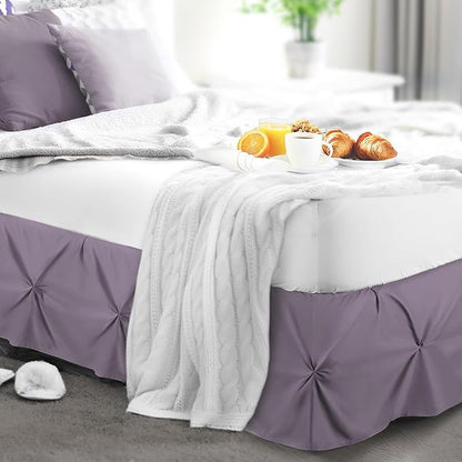 Nestl Grayish Purple Bed Skirt Full Size, Pinch Pleat Full Bed Skirt, 14" Inch Full Bedskirt, Hotel Quality Grayish Purple Bed Skirts, Microfiber Bedskirt for Full Bed, Grayish Purple Full Bed Skirt