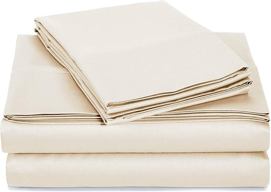 Luxury Full Sleeper Sofa Bed Sheet Set, I100% Egyptian Cotton, 600 Thread Count - Ivory Plain Color, Soft Fabric, Size (54 x 72 +6 Inch Deep Pocket), 4 Pcs Sleeper Sofa Sheet Set