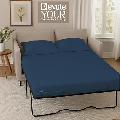 Sleeper Sofa 4 Piece Bed Sheet Set Premium Quality 100% Cotton 500 Thread Count, Smooth & Super Soft Sateen Weave, Extra Soft Bed Sheets, Wrinkle Free, 6 Inch Deep Pocket (Full, Medium)
