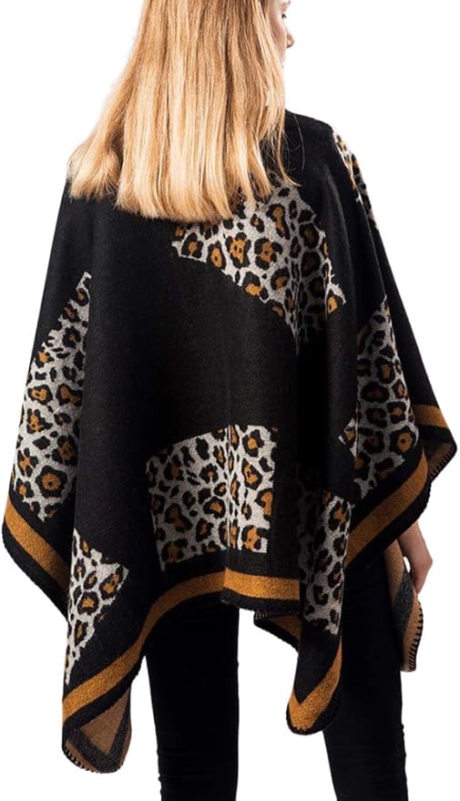 Women's Vintage Pattern Open Front Poncho Cape Shawl Winter Shawl Wraps
