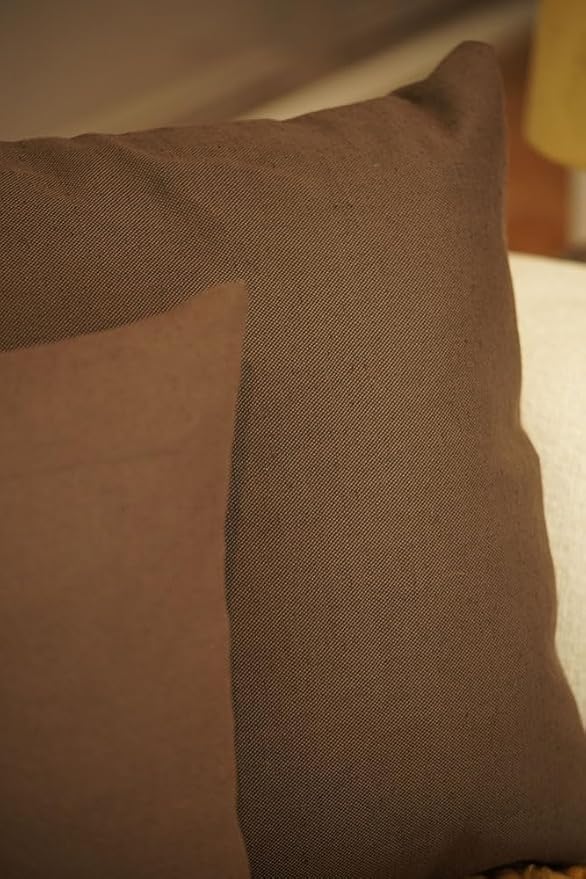Haven & Glow Decorative Throw Pillow Cover – Square Cushion Case with Zipper | Modern Sofa, Couch & Bed Accent Pillow Covers for Living Room, Bedroom & Home Decor | 18 x 18 inches – Dark Brown – 2 Pc