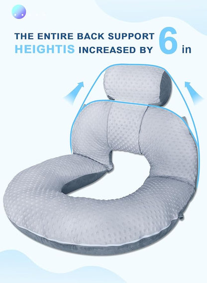 INSEN Reading Pillow, Back Pillow for Sitting in Bed and Couch, Gaming Pillow for Adults, Sit Up Support for Bed (Upgrade-Dot Velvet-Grey, Upgraded)