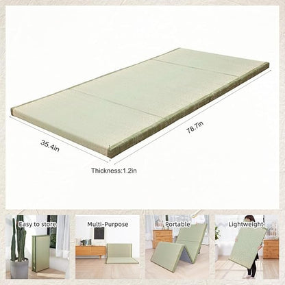 MustMat Tatami Mat Japanese Floor Mattress Traditional Japanese Futon Floor Mattress Rush Grass Foldable Bed 35.4"x78.7"x1.2" (1 Piece)