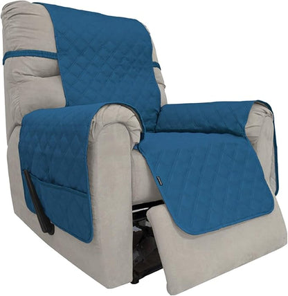 Easy-Going Sofa Slipcover Waterproof Recliner Chair Cover Non-Slip Fabric Couch Cover for Living Room Washable Furniture Protector for Pets Kids Children Dog Cat (Recliner, Peacock Blue)