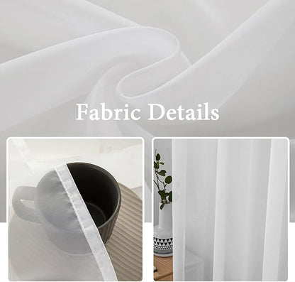 MIULEE 2 Panels Solid Color White Sheer Window Curtains Elegant Window Voile Panels/Draperies/Treatment for Bedroom Living Room (70 X 108 Inches White)