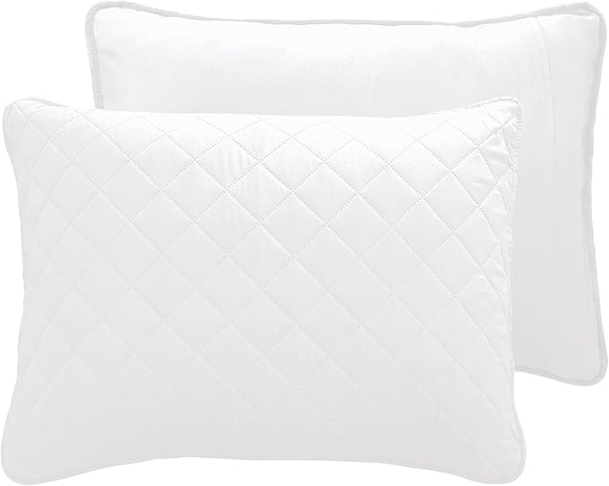 Easy-Going Queen Plus Size Reversible Quilt Set with 1 Quilt and 2 Pillow Shams, Soft Bed Quilt Cover, Water Resistant Lightweight Microfiber Bedspread, Stain Resistant, White/White