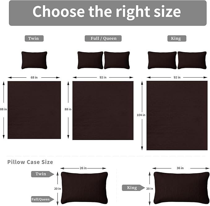 Easy-Going King Size Reversible Quilt Set with 1 Quilt and 2 Pillow Shams, Soft Bed Quilt Cover, Water Resistant Lightweight Microfiber Bedspread, Stain Resistant, Damask-Chocolate/Beige