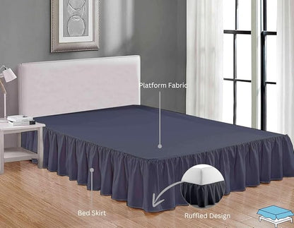 Ruffle Bed Skirt with Split Corners, Microfiber Dust Ruffled for a Perfectly Tailored Bedding Ensemble, Wrinkle and Fade Free, Easy Fit, Queen Size 15 Inch Drop, Dark Grey
