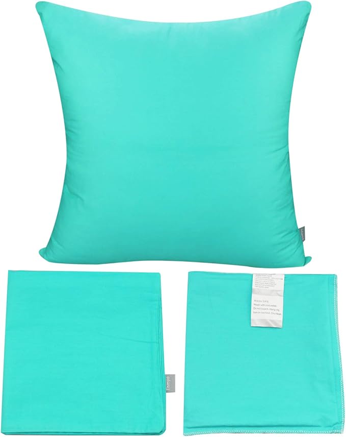 4-Pack 100% Cotton Comfortable Solid Decorative Throw Pillow Case,Thmyo Square Cushion Cover Pillowcase Sublimation Blank Pillow Covers DIY Throw Pillowcase for Sofa Bedroom(20x20 inch/ 50x50cm,Green)