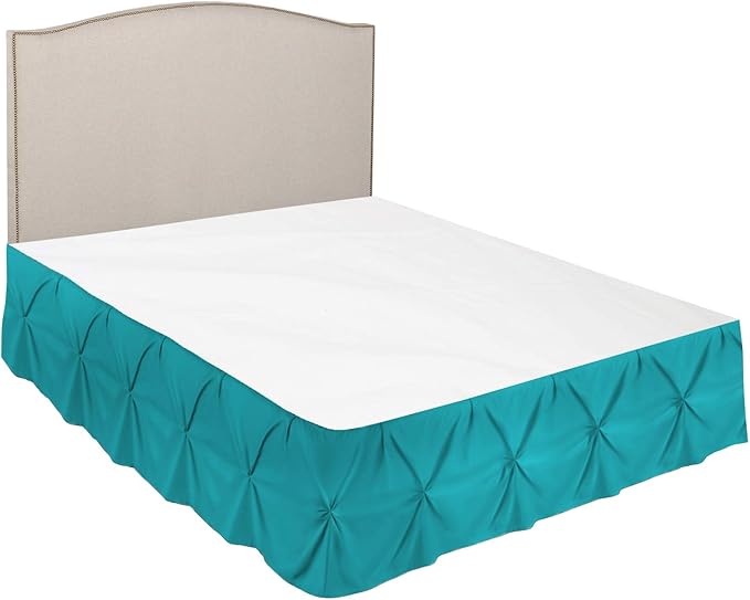 Nestl Teal Bed Skirt Full Size, Pinch Pleat Full Bed Skirt, 14" Inch Drop Full Bedskirt, Hotel Quality Teal Bed Skirts, Premium Microfiber Bedskirt for Full Bed, Teal Full Bed Skirt