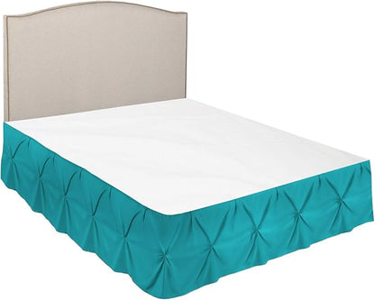 Nestl Teal Bed Skirt Full Size, Pinch Pleat Full Bed Skirt, 14" Inch Drop Full Bedskirt, Hotel Quality Teal Bed Skirts, Premium Microfiber Bedskirt for Full Bed, Teal Full Bed Skirt