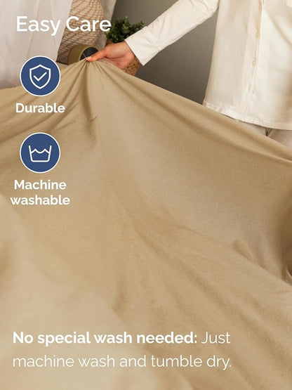 Extra Deep Cal King Fitted Sheet - Hotel Luxury Single Fitted Sheet Only - Easily Fits 18 inch to 24 inch Mattress - Ultra Soft, Wrinkle Free w/Extra Deep Pockets - Breathable & Comfy - Heathered Tan