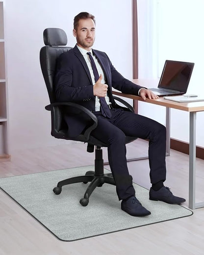 Blvornl Office Chair Mat for Hardwood Floor and Low Pile Carpet, 35" x 55" Corduroy Surface Desk Rolling Chair Mat for Hard Floors, Heavy Duty Carpeted Floor Protector Rug for Home Office, Light Grey