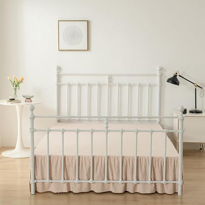 Tufted Dot Bed Skirt Full Size,Ruffled Bed Skirt with Split Corners, Full Bed Skirt 14 Inch Drop, Boho Full Size Bed Skirt Beige for Ruffled Bed Skirt with Split Corners, Bed Skirts Full Size