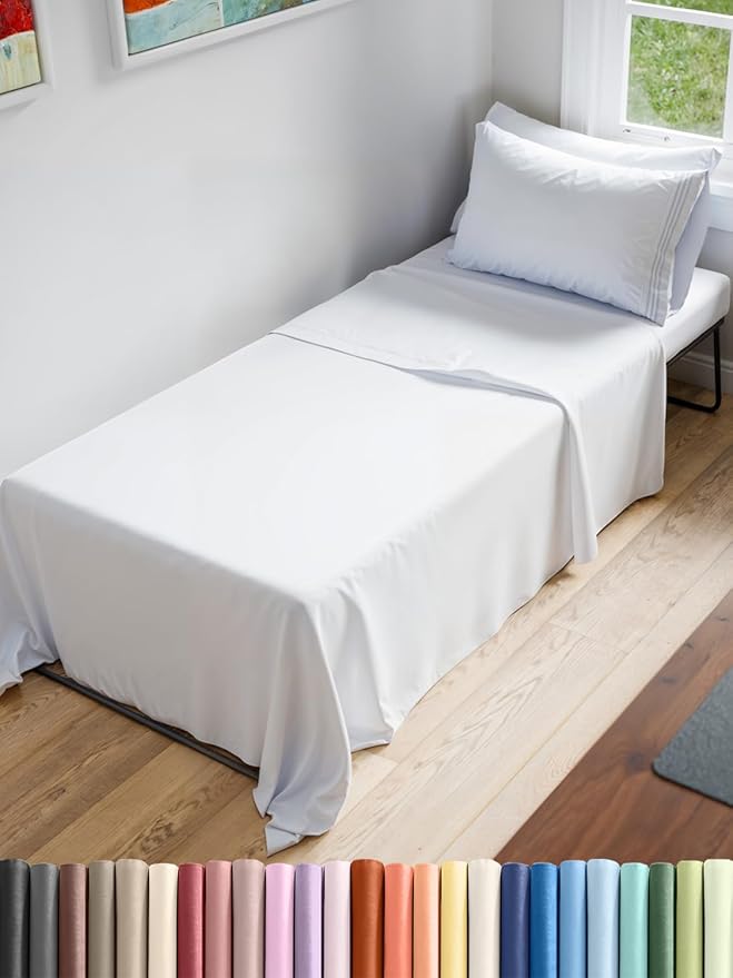 Cot Sheet Set 33” x 75” – Easy-Fit Cot Size Mattress Sheets – Ideal for Narrow Twin, Camper Bunk, RVs, Twin Bunks, Day Care and Camping Cots - Cot Size Fitted Sheet fits 6” to 10” Mattresses – White