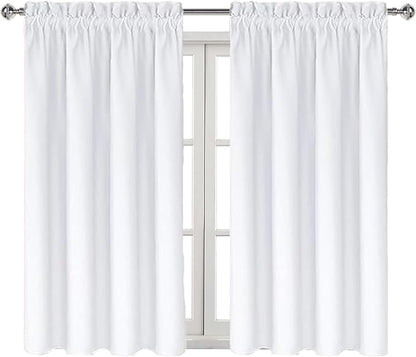 DWCN White Curtains for Living Room Thermal Insulated, 50% Light Blocking Curtains for Bedroom, Dining Room Window, W 38x L 54 Inch, Set of 2 Rod Pocket Curtain Panels