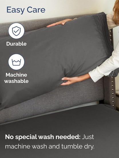 Extra Deep Split King Sheet Set - 7 Piece Breathable and Cooling Sheets - Hotel Luxury Bed Sheets Set - Easy Fit - Soft, Wrinkle Free and Comfy Sheets Set - Charcoal Sheet Set with Extra Deep Pockets