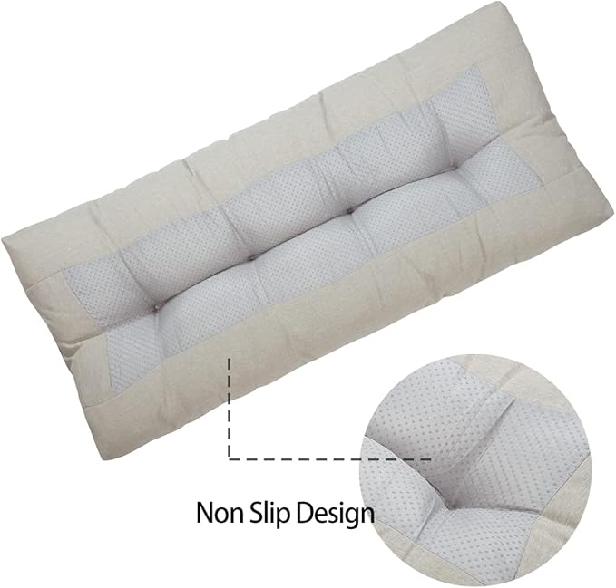 FUNHOME Outdoor Bench Cushion 48 x18 inch with Non-Slip Grips,Water Resistant Porch Swing Cushion,Bench Pillow Pads,Tufted Cushions for Patio Garden Furniture,48" Seat Cushions(Light Brown)