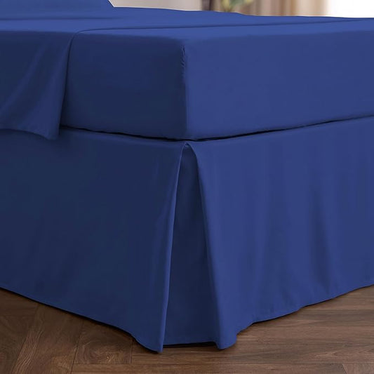 Mellanni Bed Skirt King Size - Bed Skirting - 15-Inch Tailored Drop Pleated Dust Ruffle - Hotel Luxury Bedding - Wrinkle, Fade, Stain Resistant - 1 Bedskirt (King, Royal Blue)