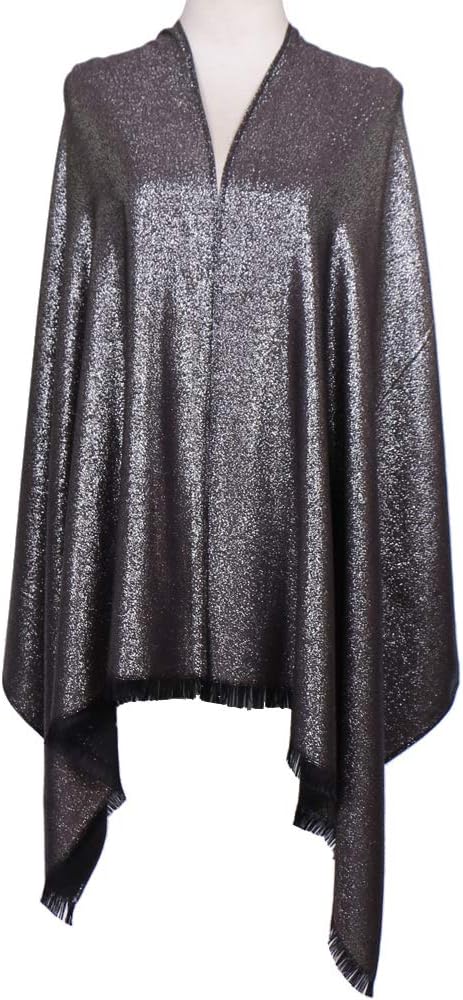 LMVERNA Women's Sparkling Metallic Soft Pashmina Shawls and Wraps Scarf in Solid Colors