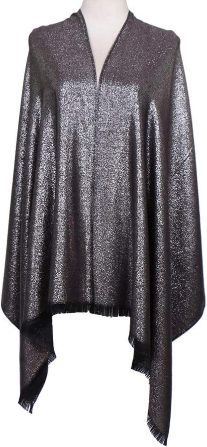 LMVERNA Women's Sparkling Metallic Soft Pashmina Shawls and Wraps Scarf in Solid Colors