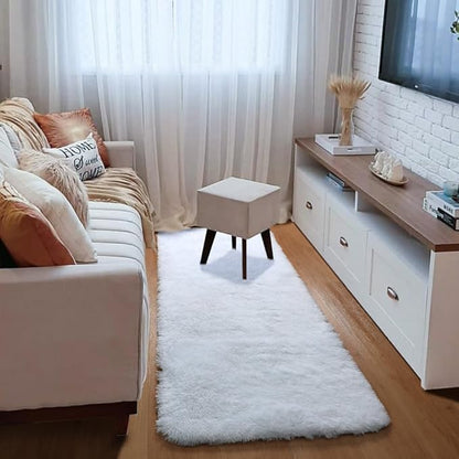 ONASAR White Runner Rugs for Bedroom Living Room, Washable Luxury Bedside Fluffy Area Rug 2x6 Feet, Ultra Soft Plush Faux Fur Floor Throw Carpet for Hallway Nursery Kids Dorm Home Decor Aesthetic