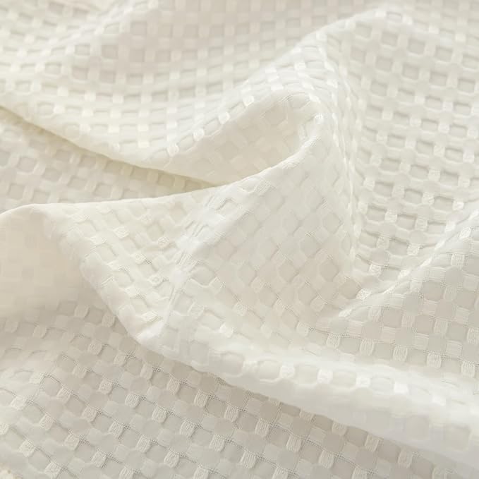 Queen Bed Skirt, Pleated Waffle Weave Bed Skirt with Split Corners, Tailored Dust Ruffle 16 Inch Drop Easy Fit, Machine Washable, Ivory, 16" Queen