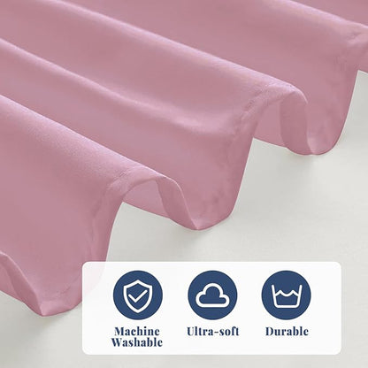 Queen Bed Skirt, Elastic Wrap Around Bed Skirt Queen Size, Bed Skirts for Adjustable Bed, Easy Fit with 14" Drop Length Tailored Drop Dust Ruffle (Pink)