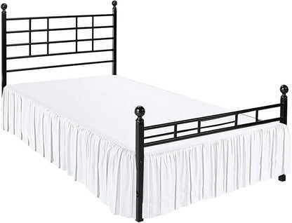 Dust Ruffle with Split Corner Ruffled Gatherd Bed Skirt with Platform Three Sided Coverage - White, Queen BedSkirt, Easy Fit up to 16" Drop, 100% Microfiber Bed Skirts (White Queen)