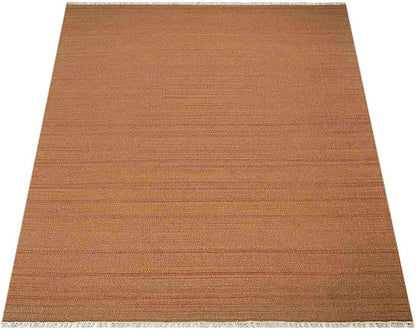 Rugsotic Carpets Hand Woven Flat Weave Kilim Wool 3'x5' Area Rug Solid Orange D00111