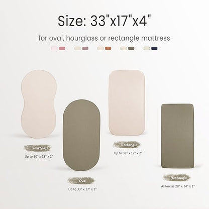 lulumoon Baby Muslin Bassinet Sheets: Cotton Bassinet Sheets Neutral for Boys and Girls - Fitted for Oval Rectangle or Hourglass