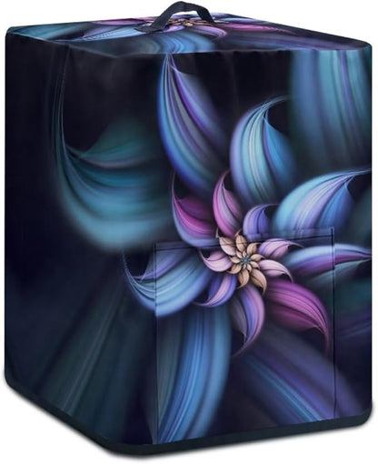 Insulated Air Fryer Appliance Cover Dust Cover with Storage Pocket for Spoon/Cooking Utensils/Recipes, Easy to Clean Machine Washable, Blue Purple Flower