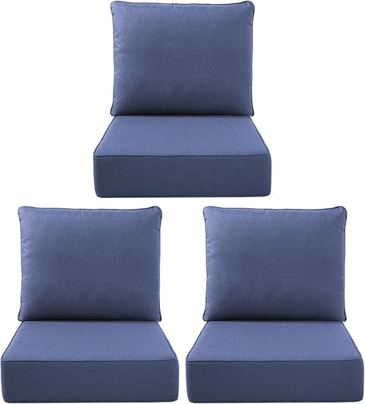 Luxury Outdoor Seat Cushion Set-22 x 24 x 6 Inch Outdoor Chair Cushions with Water Resistant & Removable Cover Outdoor Cushions for Patio Furniture Chair Sofa Couch