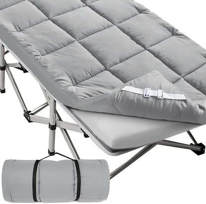 Cot Mattress Topper (Improved Thickness), Foam Quilted Pads for Camping, Soft Comfortable Sleeping Cot Mattress Pad Only, Camping Pad 75"x30" for Camp Cot/Rv Bunk/Narrow Twin Beds, Navy