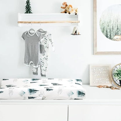 GRSSDER Stretch Ultra Soft Jersey Knit Changing Pad Cover Set 2 Pack, Change Table Pad Covers Fit 32"/34" x 16" Pads Safe and Snug, Cute Wild Forest Mongooses for Baby