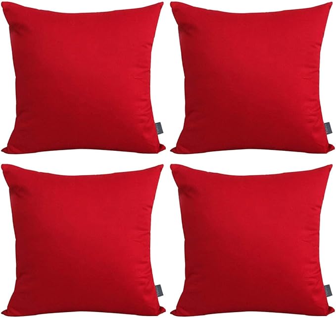 Thmyo 4-Pack 100% Cotton Comfortable Solid Decorative Throw Pillow Case Square Cushion Cover Pillowcase Sublimation Blank Pillow Covers Christmas DIY Throw Pillowcases(26x26 inch/ 66x66cm,Red)