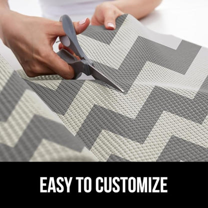 GORILLA GRIP powerGRIP Drawer Shelf and Cabinet Liner, Thick Strong Hold, Non-Adhesive Liners Protect Kitchen Cabinets and Cupboard, Bathroom Drawers, Easy Install, Breathable Mat, 12" x20', Chevron