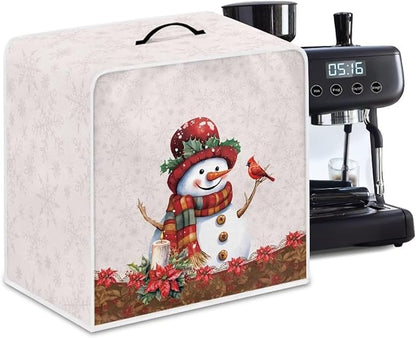 Christmas Coffee Maker Cover, Cute Snowman Cardinal Coffee Dust Protector Washable Foldable