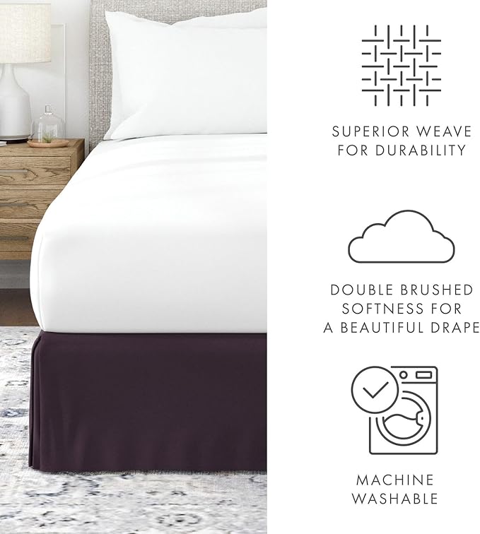 Linen Market Bed Skirt - Ultra Soft Microfiber - Easy Fit with 14 Inch Tailored Drop - Hotel Quality, Shrinkage & Fade Resistant - Bed Cover - Queen Bed Set - Bedroom Décor - (Queen, Purple)