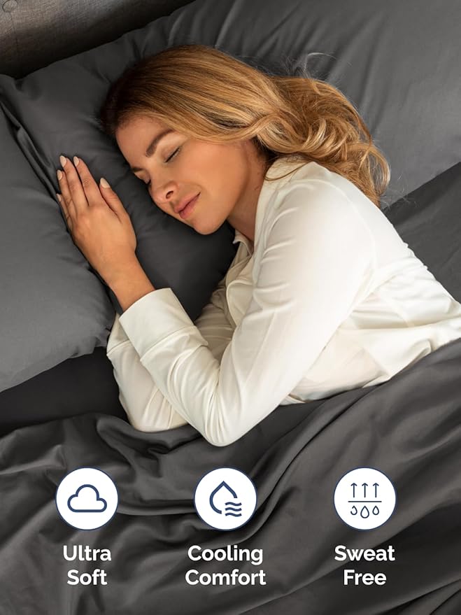 Extra Deep Full Fitted Sheet - Hotel Luxury Single Fitted Sheet Only - Easily Fits 18 inch to 24 inch Mattress - Ultra Soft, Wrinkle & Fade Free w/Extra Deep Pockets - Breathable & Comfy - Charcoal