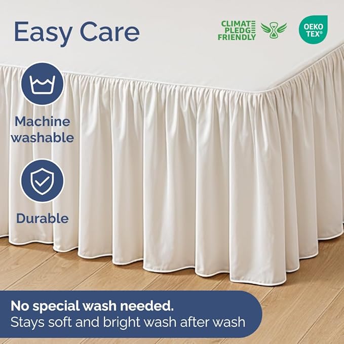Bedskirt Twin Size Ruffle - 12 inch Drop Dust Ruffle Bed Skirt with Platform - Ultra-Soft, Easy Fit, Premium Hotel Quality - Wrinkle, Fade & Shrink Resistant - for Women, Men, Kids and Teens - White